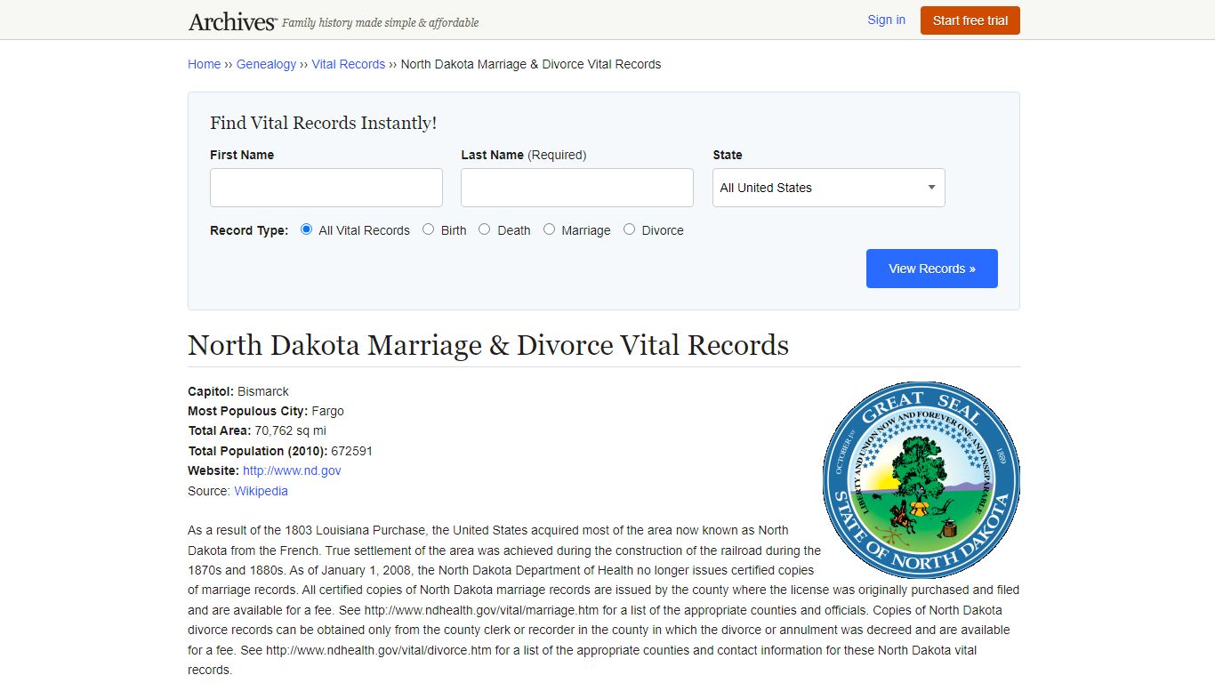 North Dakota Marriage & Divorce Records | Vital Records